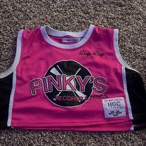 Pink and Black Pinky's Records Crop Top